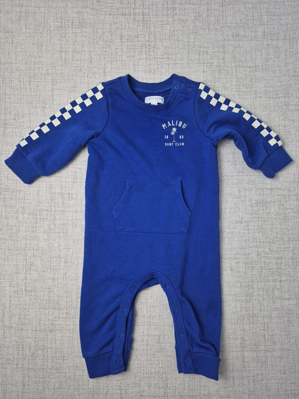 Grayson Little Baby 9M Royal Blue Malibu Surf Club Checkerboard Romper One-Piece